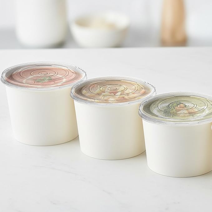 Smarty Had A Party 1000 Count Clear Plastic Lids for Squat Paper Soup Cups – Fits 6 oz, 8 oz, 12 oz & 16 oz Disposable Containers – Leak-Resistant, BPA-Free,Tight-Seal Covers for Takeout & Catering