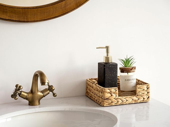 StorageWorks Water Hyacinth Guest Towel Holder for Bathroom, Wicker Napkins Baskets for Dinning Room, Rattan Napkin Holders for Tables, 7 ½"L x 7 ½"W x 2 ¾"H, 1 Pack