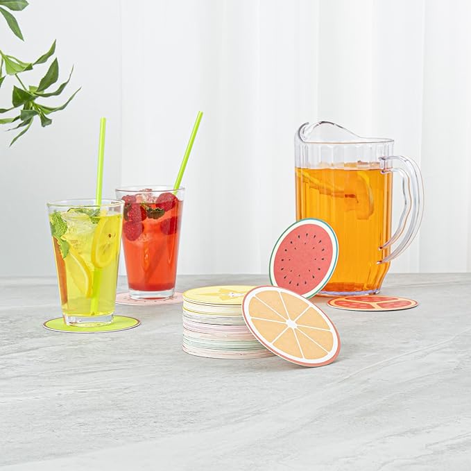 Restaurantware Drink Coasters 480 Count 4 Inch Paper High-Density Pulpboard Bar Coasters Assorted Customizable Designs Super Absorbent Reusable Round Coasters