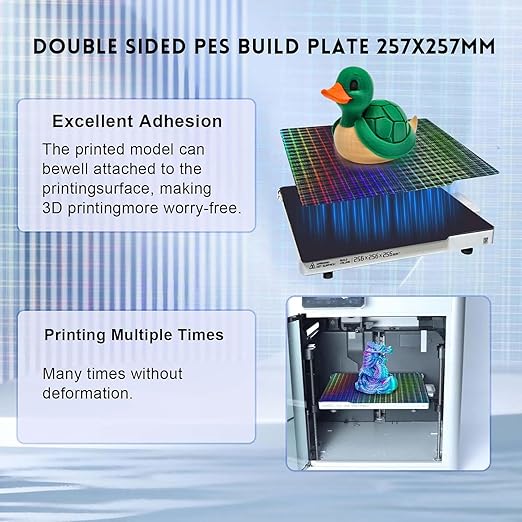 IdeaFormer Smooth Rainbow Plaid+Rainbow Mesh PES Build Plate 257x257mm, PES Spring Steel Sheet Platform for Bambu Lab A1/X1C/X1/X1E/P1P/P1S 3D Printers Bed