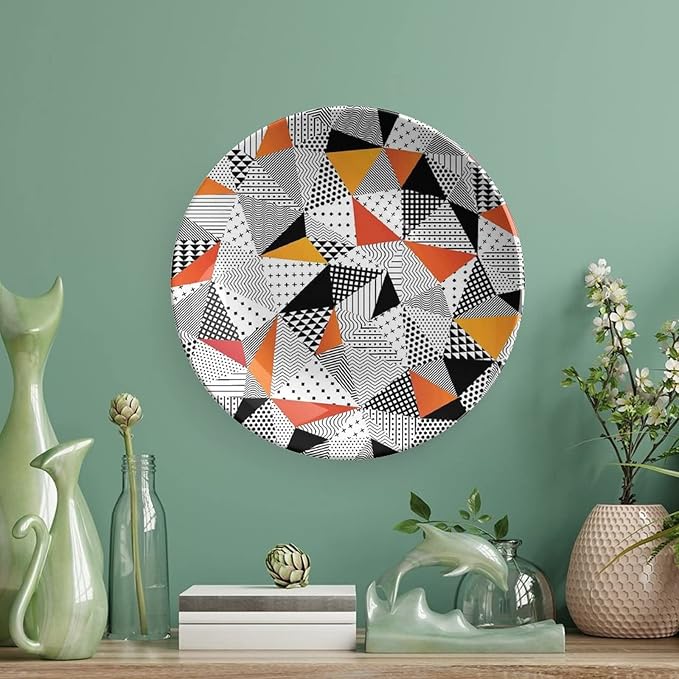 Ceramic Display Plate, Abstract Decor Ceramic Hanging Decorative Plate, Fashionable Polygonal Artwork Panes Craft Projects, 8 Inch, Household Custom Ceramic Plate, Multy