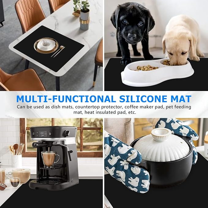 Gartful Oversize Silicone Mat for Crafts, 31.5 x 23.6 inches 1.2mm Thick Silicone Craft Pad for Jewelry Casting Resin Molds, Countertop Protector, Nonstick Placemat, Counter Table Mat, Black