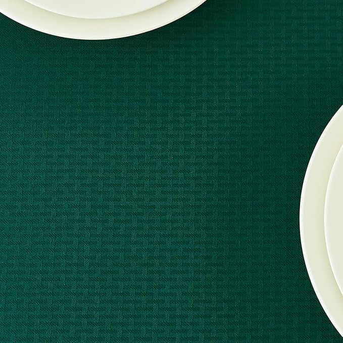 maxmill Square Tablecloth Waterproof Spillproof Wrinkle Resistant Soft Weaved Texture Design Christmas Table Cloth for Dinner, Dining Room Party, Indoor Outdoor Use, 60 x 60 Inch, Hunter Green