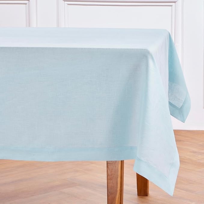 Solino Home Linen Tablecloth 60 x 108 Inch - 100% Pure Linen Ice Water Table Cloth for Rectangle Tables - Fete, Machine Washable Tablecloth for Spring, Easter