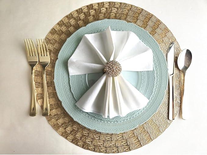 " OCCASIONS " 960pcs set (120 Guests) Extra Heavyweight Vintage Wedding Disposable/Reusable Plastic Plates -120x11'' +120x8.25''+Silverware+Cups+Napkins (Chateau in Mint)
