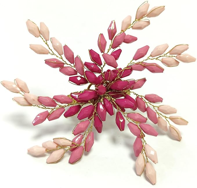 Pink Gold Beaded Napkin Ring - Set of 12 - Beautiful Leaves Design Perfect for Dinner Table Décor/Farmhouse/Mothers Day/Christmas/New Year Party/Easter/Family Gathering/Halloween & Everyday Use