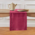 Solino Home Linen Beet Table Runner 144 Inches Long - 100% Pure Linen Extra Long Table Runner 14 x 144 Inch for Valentines, Easter - Classic Hemstitch