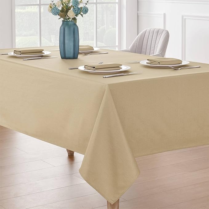 Faux Linen Rectangle Tablecloth Waterproof 60x120 inch Table Cloth Stain and Wrinkle Resistant Washable, Decorative Fabric Table Cover for Dining, Kitchen, Wedding and Parties, Coffee