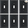 6-Pack Single Toggle Light Switch Cover Plate, Durable Solid Zinc Alloy Decorative Switch Plate Covers, Black 1 Gang Wall Plate, Corrosion Resistant
