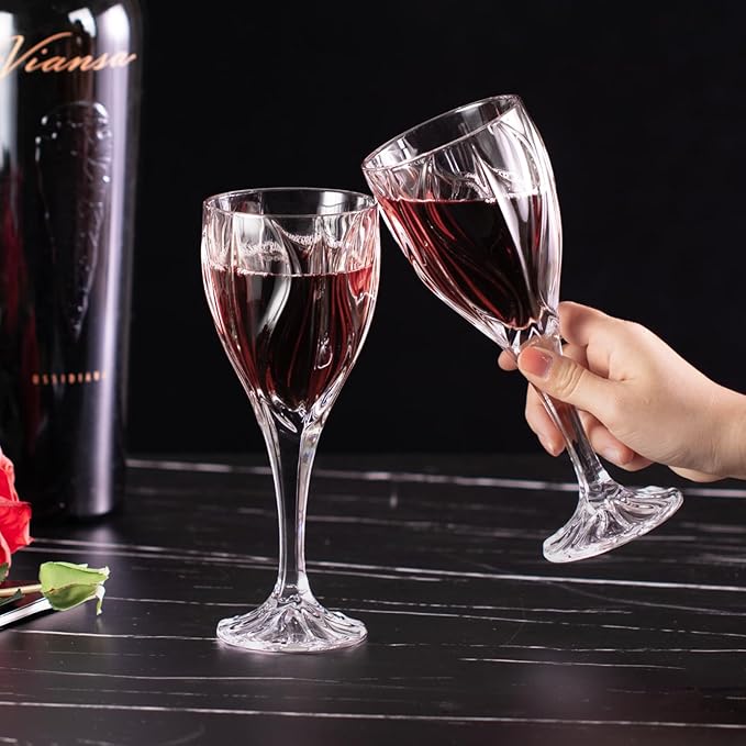 KAMMAK Wine Glasses Set of 2, 8 oz Hand Blown Crystal Bordeaux Wine Glasses, Thin Rim & Long Stem, Perfect for Red & White, Daily Use, Wedding Anniversary or Birthday Gift with Gift Box, Ocean