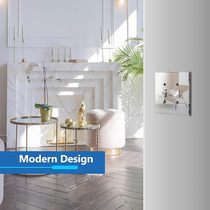 LIDER Reflective Acrylic Toggle Switch Wall Plate, Mirrored Double Light Switch Cover, Plexiglass Cover Plate, Acrylic Glass, Oversized 2-Gang 5.25" x 5.25", LWP-12O-ASV5P, Silver, 5 Pack
