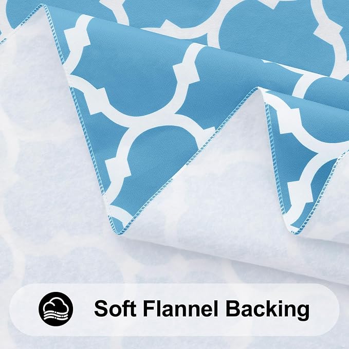 Smiry Rectangle Table Cloth, Waterproof Vinyl Tablecloth with Flannel Backing for Rectangle Tables, Wipeable Spillproof Plastic Tablecloths for Dining, Camping and Indoor (52"x70", Light Blue)