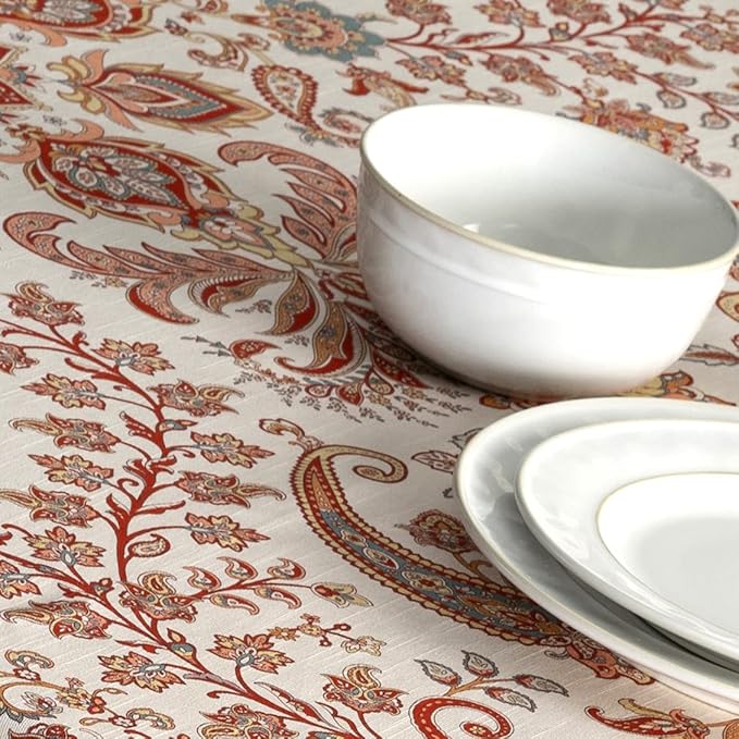 Maison d' Hermine Table Cloth Rectangle Table 100% Cotton 60 x 108 Inches Fall Tablecloth Reusable Everyday Use for Thanksgiving Christmas Decorations Dining Farmhouse Party (Cachemire)