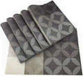 Gugrida Set of 6 Heat-Resistant, Stain Resistant, Anti-Skid, Washable Non-Slip PVC Woven Vinyl Kitchen Table Mats - 30x45 cm (Black)