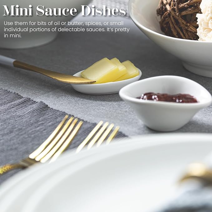 Vikko Mini White Plate for Butter or Sauce, 3.4 Inch Small White Porcelain Plate Set of 4, Dishwasher Safe