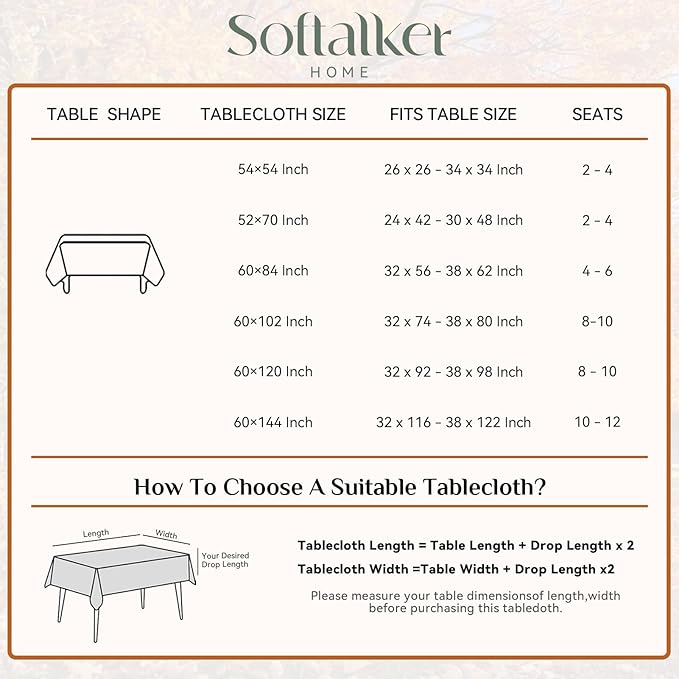 Softalker Cream Tablecloths Rectangular 84x60 inch Linen Textured Table Cloth Waterproof, Stain and Wrinkle Resistant, Outdoor Table Cloth for 6 Foot Rectangle Tables Decor for Party Holiday Birthday