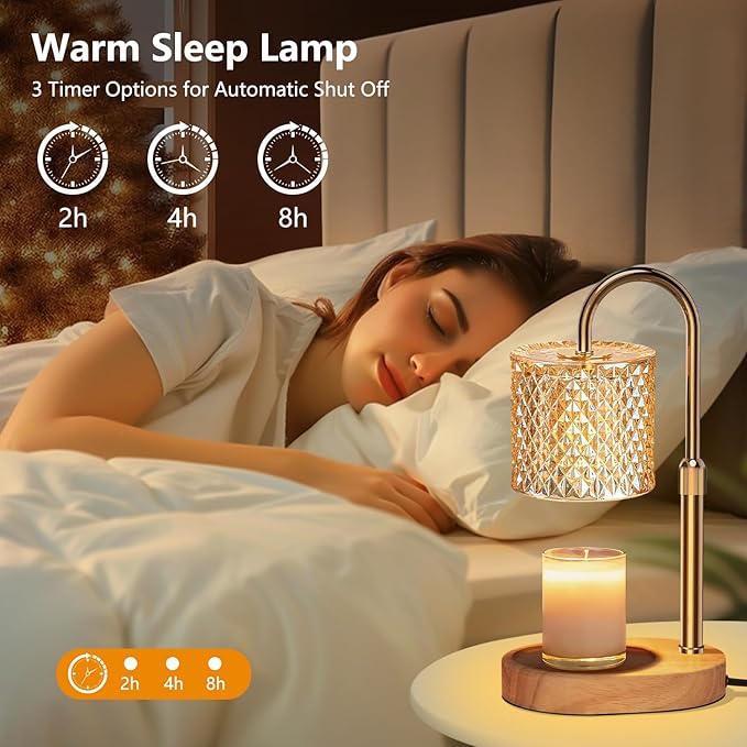 Electric Candle Lamp Warmer with Timer Dimmer Adjustable Height,Gifts for Women and Men,Vintage Home Decor