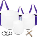 7inch 8inch 9inch Crystal singing bowls set sound bowl for healing Mindfulness, Meditation, Yoga, Spiritual and Body Healing Chakra Bowl (7F+8A+9D, 440hz 7-9"with soft bag)