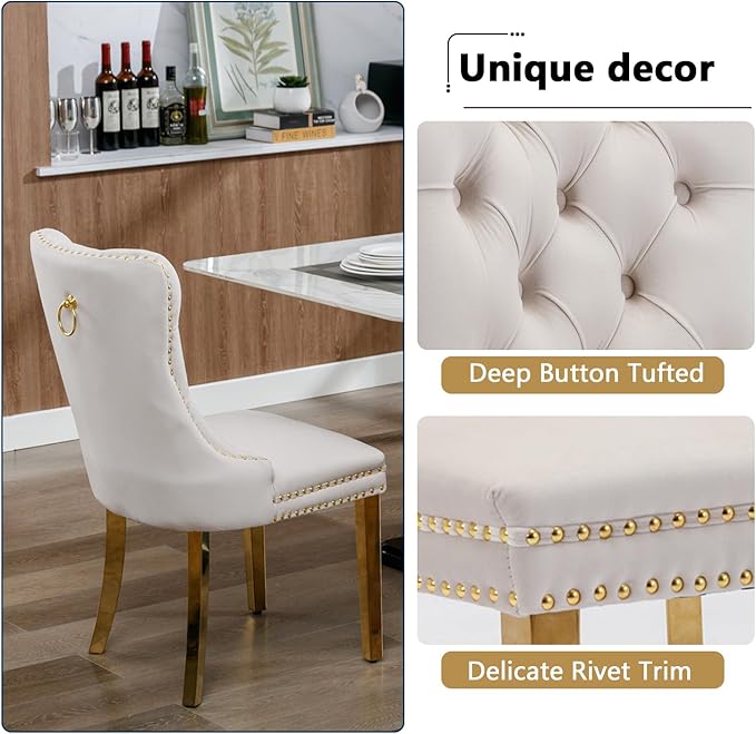 7 Piece Glass Dining Table Set,70" Dinner Room Glass Table Set for 6,Modern Kitchen Dinner Table Set with Stainless Steel Base and 6 Upholstered Velvet Dining Chairs for Living Dining Room