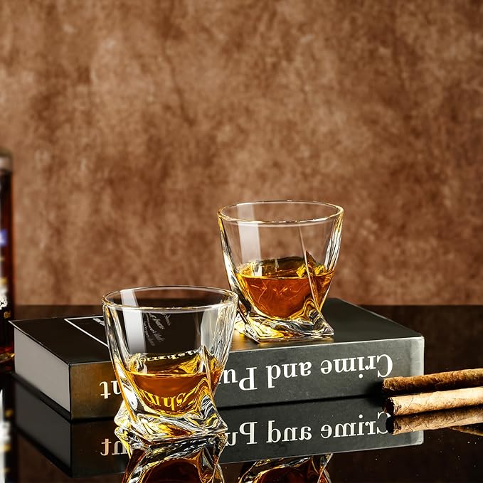 PARACITY Whiskey Glasses Set of 2, Old Fashioned Cocktail Glass, 10 OZ Whiskey Glasses, Bourbon Glasses, Rocks Glasses for Scotch, Liquor Vodka, Bourbon, Whiskey Gifts for Men, Husband, Boyfriend