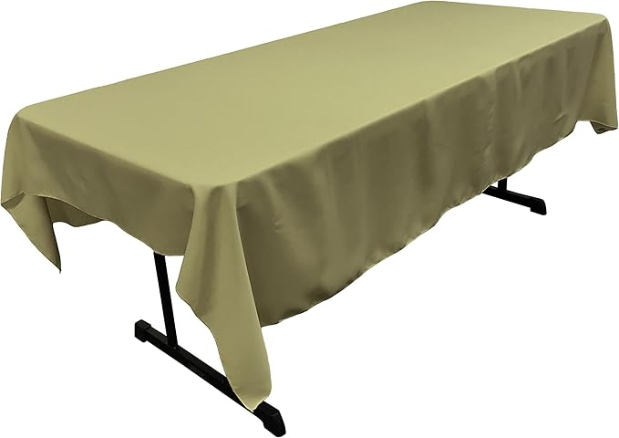 LA Linen Polyester Poplin Washable Rectangular Tablecloth, Stain and Wrinkle Resistant Table Cover 60x90, Fabric Table Cloth for Dinning, Kitchen, Party, Holiday 60 by 90-Inch, Sage Dark