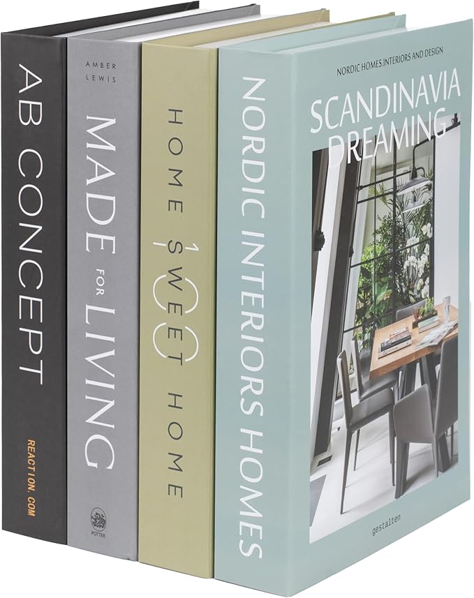 Olive Large | 4 PCS Faux Decorative Books for Home Decor | Not Real Books (Cardboard Boxes) | Coffee Table, Shelf Styling & Modern Aesthetic Accent Pieces for Living Room, Office