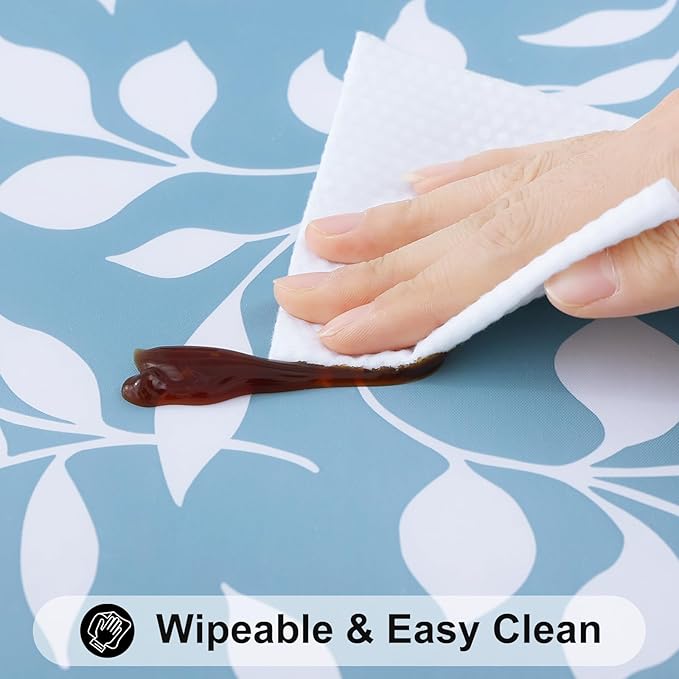Smiry Rectangle Table Cloth Cover, Waterproof Elastic Fitted Picnic Tablecloth for 8 Foot Tables, Wipeable Flannel Backed Vinyl Tablecloths for Camping, Dining, Outdoor (Baby Blue, 30" x 96")