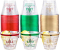 I00000 60PCS Merry Christmas Party Cups - Christmas Disposable Cups 9 Oz Clear Party Cups Wine Glasses Disposable Clear Plastic Cocktail Cups Tumblers Drinking Cups for Xmas Parties