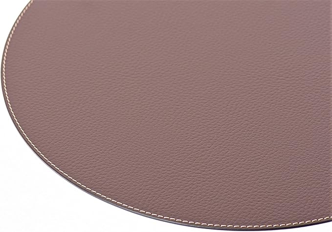 Nikalaz Oval Placemats Set (Pack of 4) Recycled Leather Table Mats 18 x 13 inches (45.7 x 33 centimetres), Kitchen Dining Table Decor by Nikalaz (Brown)
