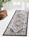 Keen Home Design Area Rugs - Non-Shedding, Thick Pile Abstract Rugs for Kitchen, Living Room, Bedroom, Dining Room, Entryway (Mamluk Blue/Cream/Beige, 2'8" x 9'11")