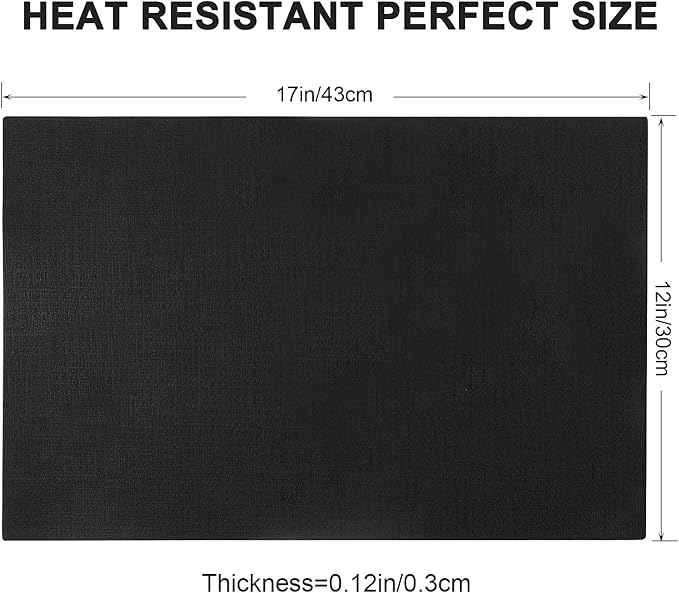 Leather Heat Resistant Placemats Set of 6 Waterproof Wipeable Washable PU Table Mats,Easy to Clean Anti-Slip Place Mats (Black, 6)