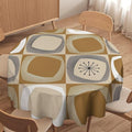 Mid Century Round Tablecloth, Retro Geometric Colorful Squares Abstract Boho Vintage 50s 60s Tablecloth for Home Party Dining Room Kitchen Decor 70Inch(178cm)