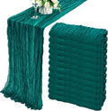 12 Pack 10Ft Cheesecloth Table Runner 35x120 Inch Boho Gauze Table Runner Rustic Cheese Cloth Long Romantic Table Runners for Wedding Bridal Shower Birthday Party Table Decor (Dark Teal)