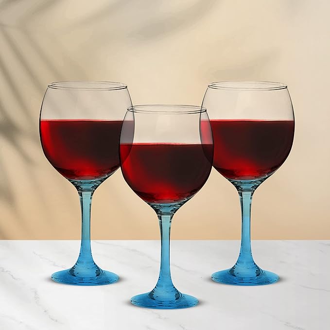DISCOUNT PROMOS Premiere Wedding Wine Glasses 20.5 oz. Set of 12, Bulk Pack - Restaurant Glassware, Perfect for Red Wine or White Wine - Blue