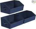 Closet Baskets for Shelves Trapezoid - Decorative Storage Baskets with Handle, Closet Bins for Organization, Shelf Storage Bins for Clothes, Books, Home, Office, 3 Pack, Navy Blue