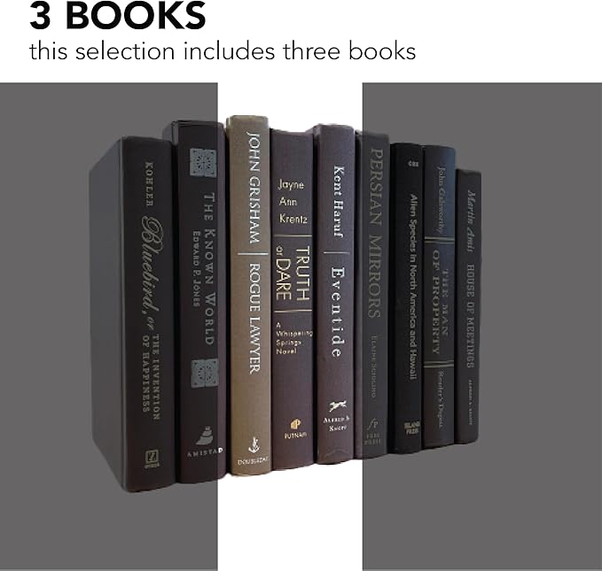 Real Books by Color® (Set of 3, Brown) Decorative Bookshelf Home Decor Shelf Styling Photo Prop