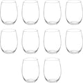 DISCOUNT PROMOS 10 ARC Stemless Wine Glasses Set, 21 oz. - Chardonnay, Cabernet, Merlot, Sauvignon - Clear