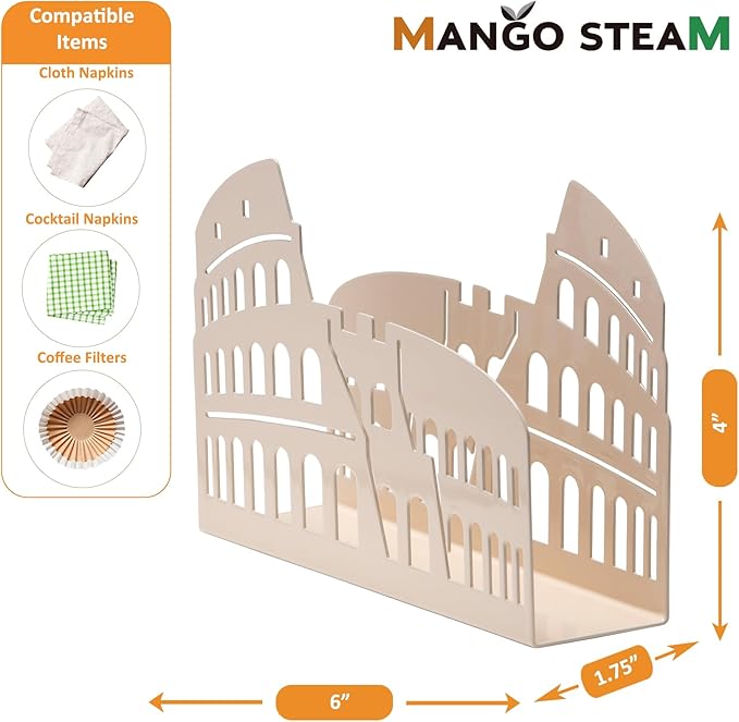 Mango Steam Tabletop Napkin/Tissue & Letter Holder For Home, Kitchen, Restaurants (Colosseum/Rome, Blush)