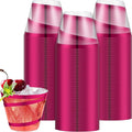 Gejoy 9 oz Rimmed Swirl Plastic Cups Disposable Wine Drinking Cups Clear Elegant Halloween Tumblers for Christmas Party Supplies(Hot Pink,24 Pcs)