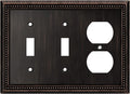 Henne Bery Sunken Pearls Heavy Duty Decorative Wall Plate Switch Plate Outlet Cover (Double Toggle/Single Duplex, Aged Bronze)
