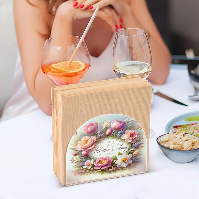 Napkin Holder Tulip Mother's Day Butterfly Crystal Clear Acrylic Napkin Holders, Paper Napkin Holder Dining Table Dispenser for Kitchen Restaurant Home Decor Bar Accessories