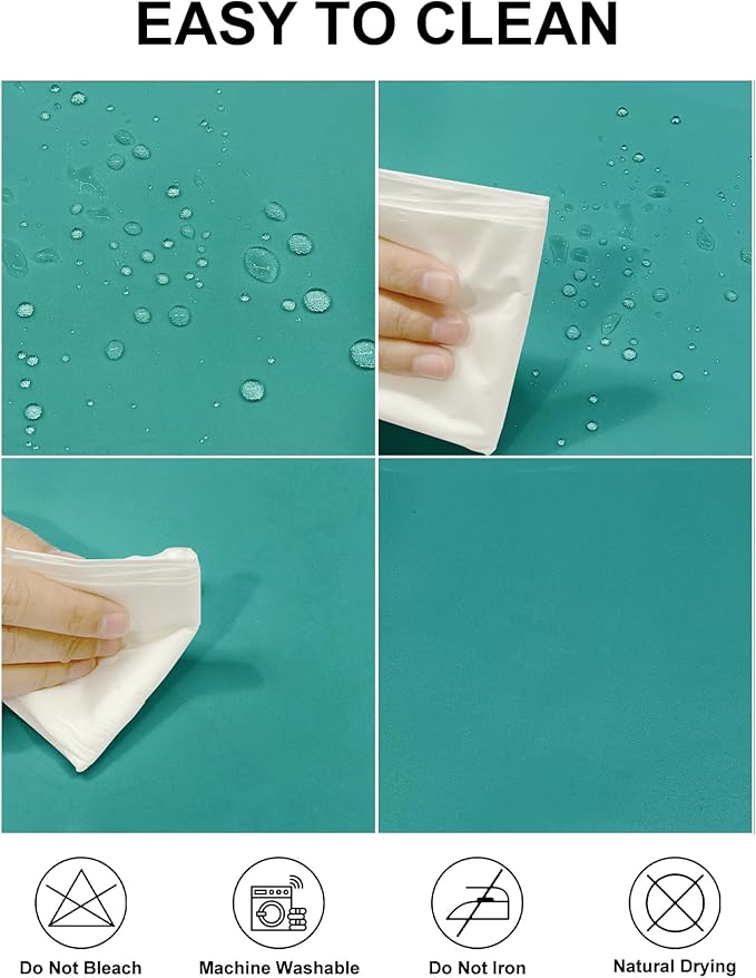 Fokitut 2 Pack Waterproof Round Tablecloth, 90 Inch, Stain Resistant and Wrinkle Polyester Table Cloth, Fabric Table Cover for Kitchen Dining, Wedding, Party, Holiday Dinner-Turquoise