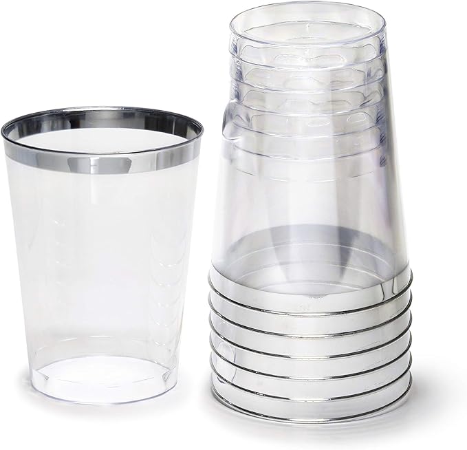 " OCCASIONS " 960pcs set (120 Guests) Extra Heavyweight Vintage Wedding Disposable/Reusable Plastic Plates -120x11'' +120x8.25''+Silverware+Cups+Napkins (Chateau Collection Blue)
