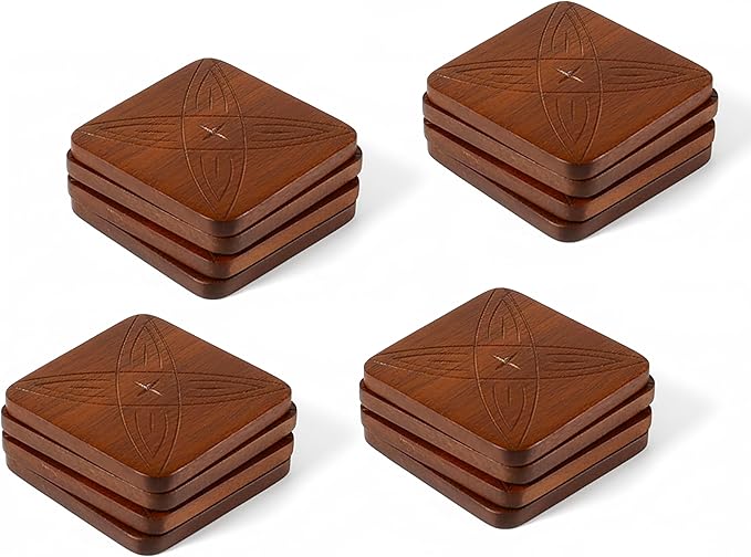 Table Coasters Wooden Coaster Drink Coasters for Tabletop Protection Outdoor Coasters Coffee Table Coasters Set of 12 - Cup Mat Drink Hot Pads Mats Set - Rust Brown
