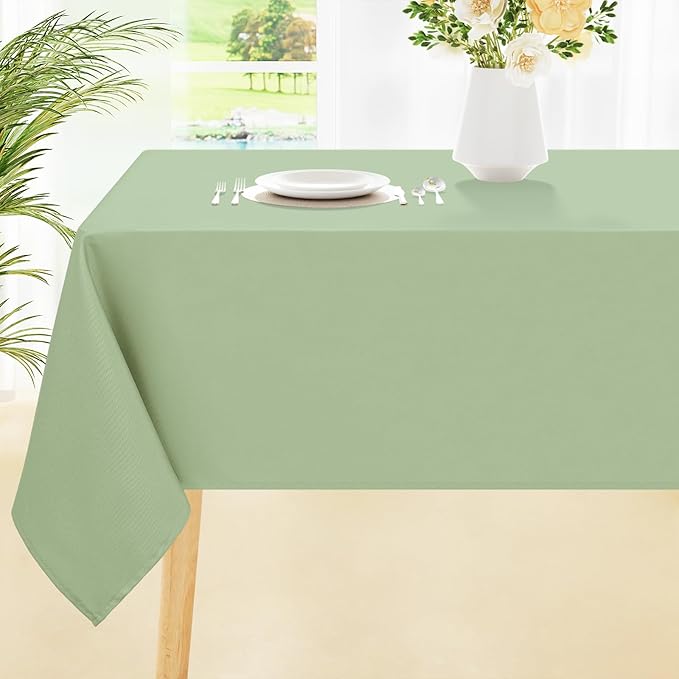 Smiry Rectangle Table Cloth, Waterproof Anti-Scratch Polyester Tablecloth, Decorative Washable Fabric Table Cover for Dining, Buffet, Parties and Outdoor, 60x120, Sage Green