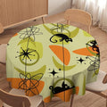 Mid Century Black Cat Round Tablecloth, Vintage Modern Bohemian Abstract Geometric Retro Art Tablecloth for Home Party Dining Room Kitchen Decor 60Inch(152cm)