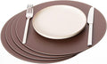 Nikalaz Round Placemats Set (Pack of 4) Recycled Leather Table Mats 15 inches, Kitchen Dining Table Decor by Nikalaz (Brown)