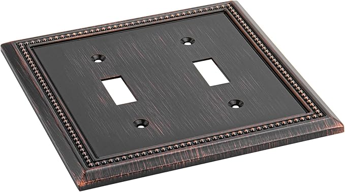 Henne Bery Sunken Pearls Heavy Duty Decorative Wall Plate Switch Plate Outlet Cover (Double Toggle, Aged Bronze)