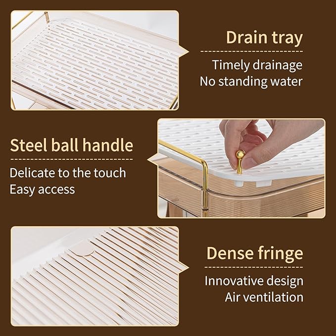 Seoneiro Whiskey Tray, Glass Cup Rack, Mug Holder, Coffee Cup Organizer, Bathroom Countertop with Drain Board Wine Glass Decorative Organizer, Food Tray, Kitchen Spice Rack