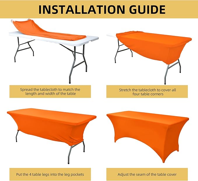 2-Pack 6ft Spandex Table Covers for Rectangle Standard Folding Tables - Wrinkle Resistant Stretch Tablecloths - Ultimate Fitted Table Protector for Parties, Trade Shows, Banquet